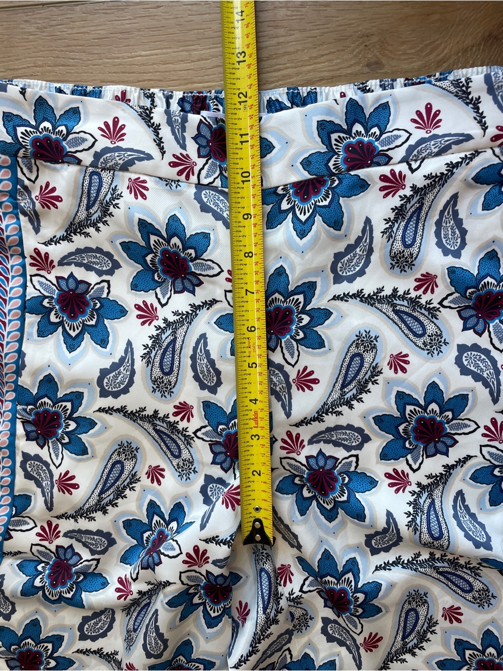 LOFT‎ Ivory Wide-Leg Floral Palazzo Pants with Blue Border - Picture 5 of 8
